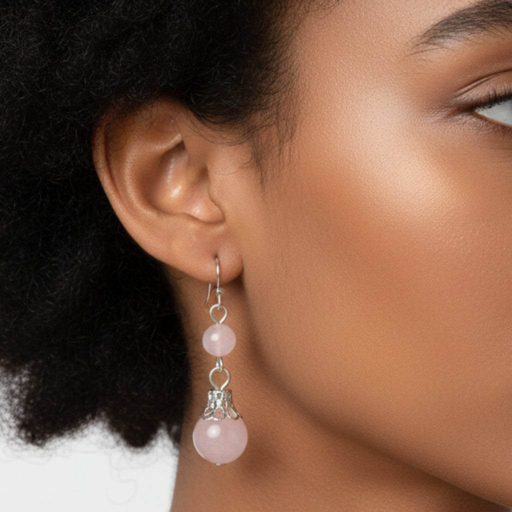 Pink Earrings - Afro Model