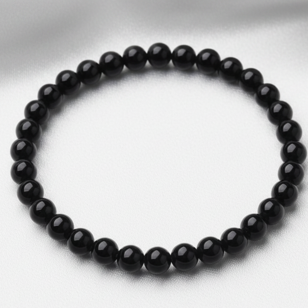 Pulsera Obsidiana - Fondo Satinado Blanco
