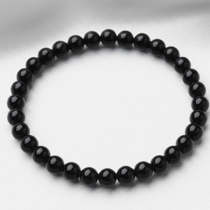 Pulsera Obsidiana - Fondo Satinado Blanco