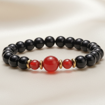 Pulsera Onyx Carnelian - Fondo Satinado Claro