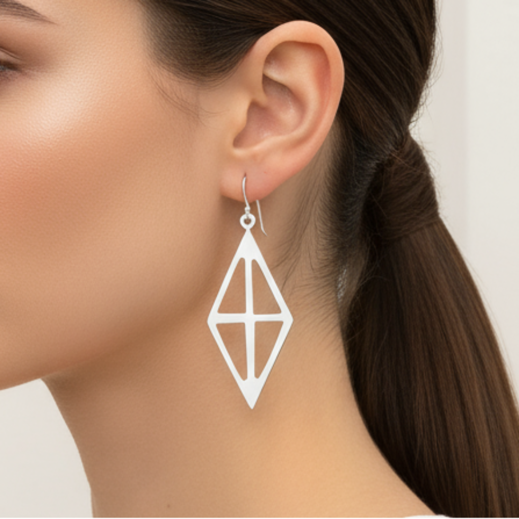 Rhombus Earrings on Model