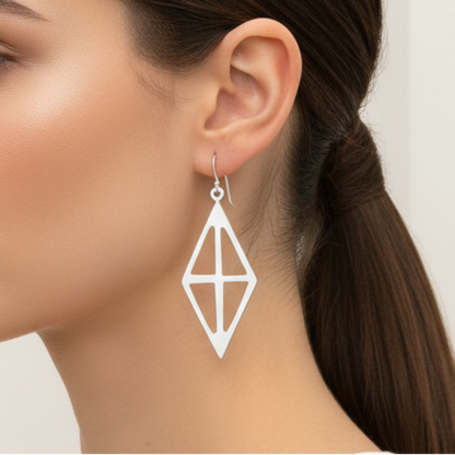 Rhombus Earrings on Model