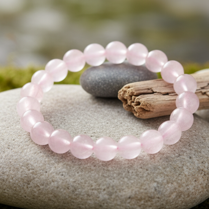 Rose Quartz Bracelet on Natural Background