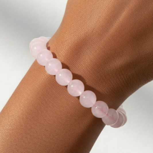 Rose Quartz Bracelet with Afro Model