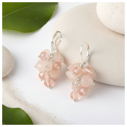 Rose Quartz Earrings - Nature Background Sharp