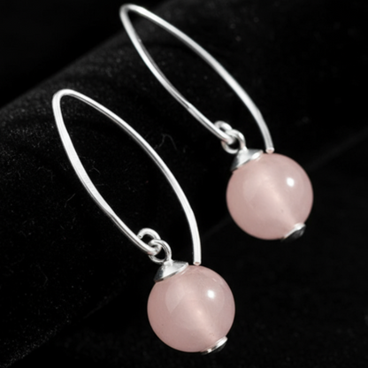 Rose Quartz Earrings on Black Velvet