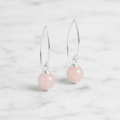 Rose Quartz Earrings on Marble