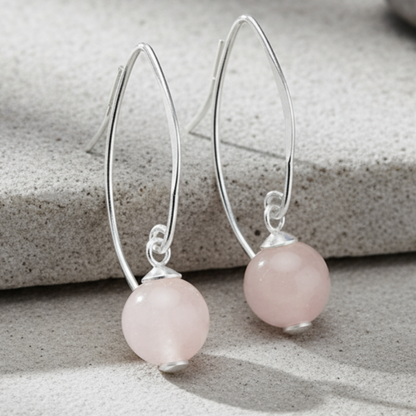 Rose quartz earrings simple nature - matching design