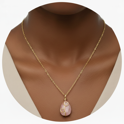 Rose Quartz Wire Wrapped - Circle Model Shot