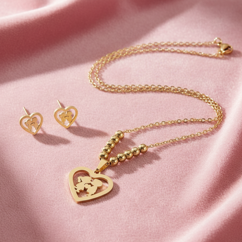 Set Love Knots sobre terciopelo rosa