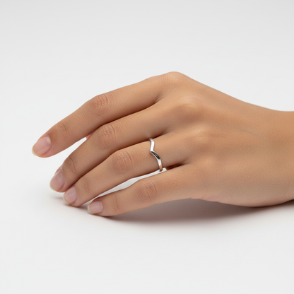 Silver Chevron Ring - Model Hand