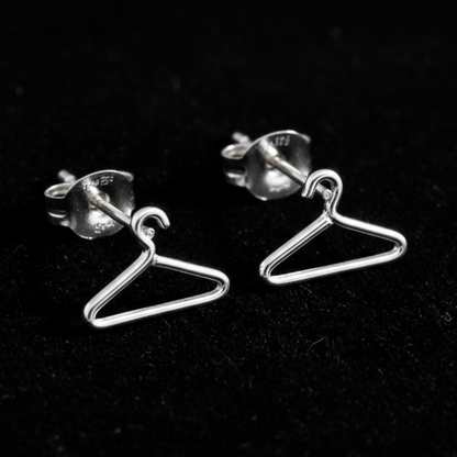 Silver Hanger Earrings with Push-Backs on Black Velvet