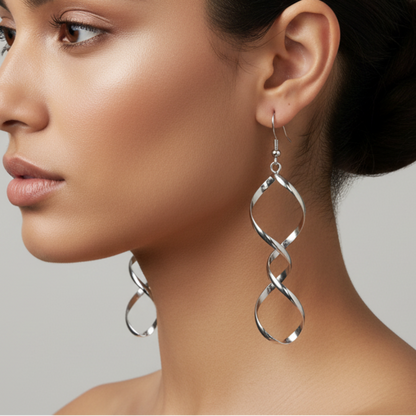 Silver Helix Spiral Earrings - Profile Shot