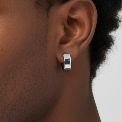Silver Hoop Earring - hombre afro