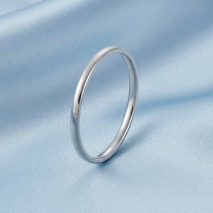 Silver Ring on Light Blue Satin
