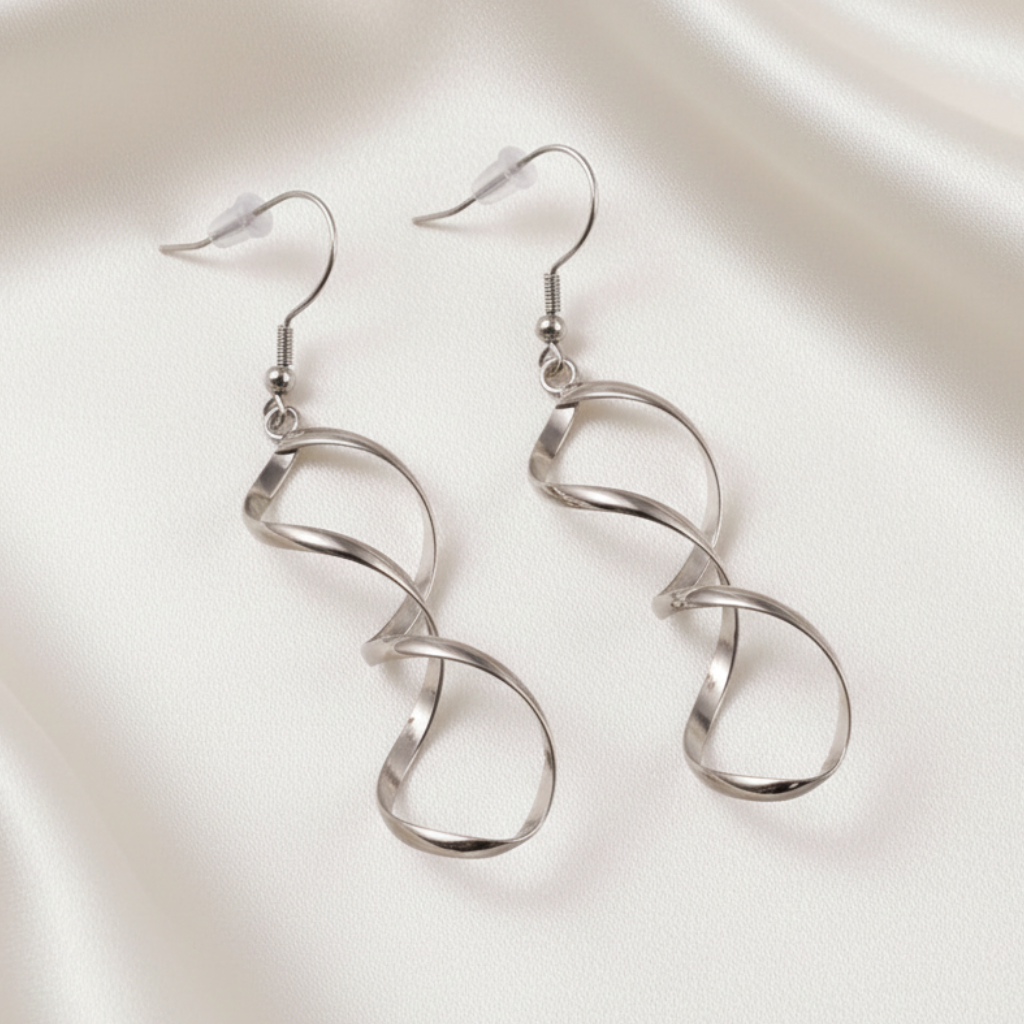 Silver Spiral Earrings - Fondo Satinado Claro