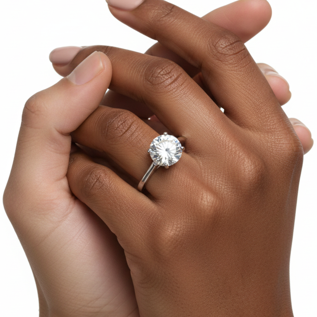 Solitaire Ring - Couple Intertwined Hands