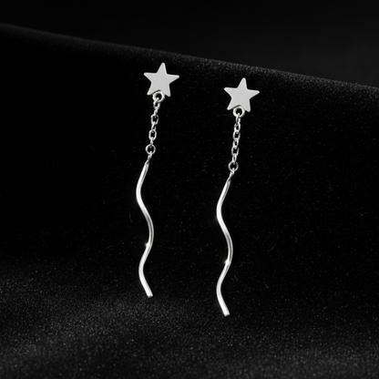 Star Threader Earrings on Black Velvet
