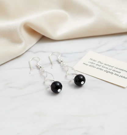 Sterling silver earrings with black onyx