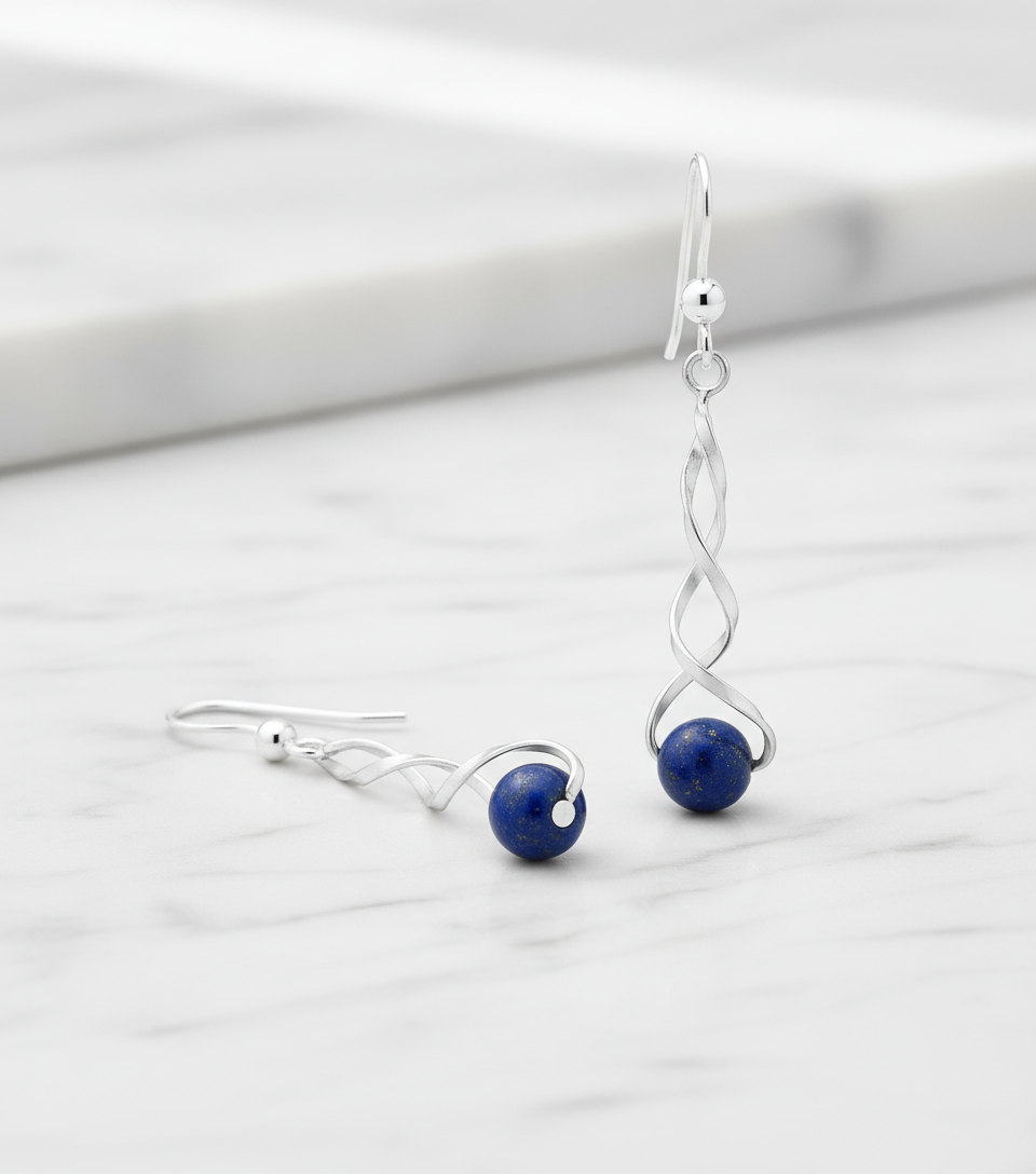 Sterling silver earrings with lapis lazuli