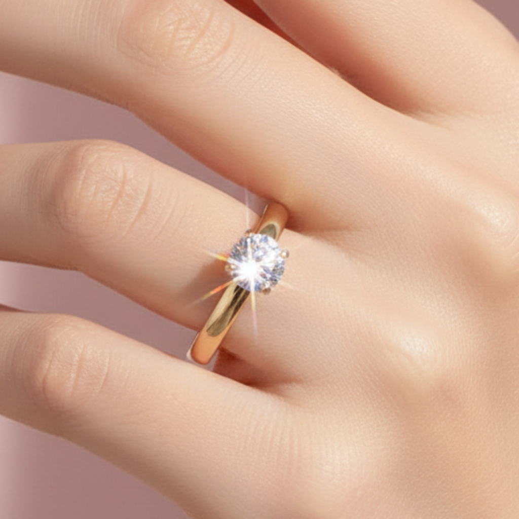 Stunning gold ring with clear cubic zirconia