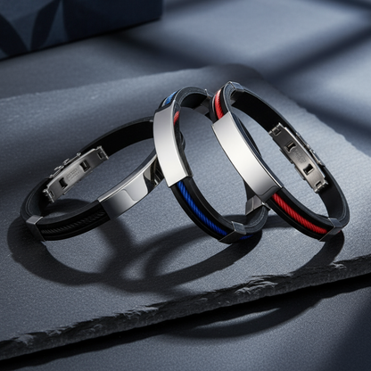 Three Titanium Silicone Bracelets on Attractive Background
