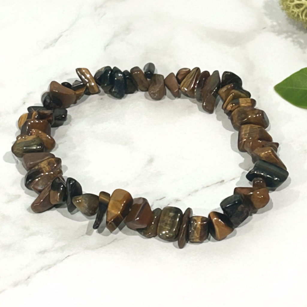 Tiger Eye Chip Bracelet - Minimalist Nature Background