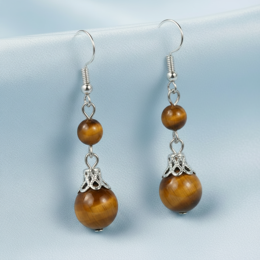 Tiger Eye Earrings - Baby Blue