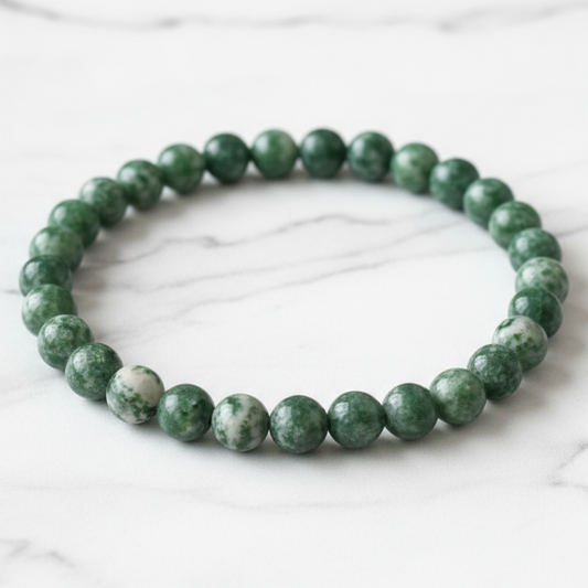 Tree Agate Bracelet Small Beads on Marble
