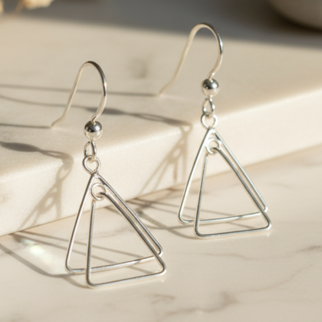 Triangle Earrings on Marble