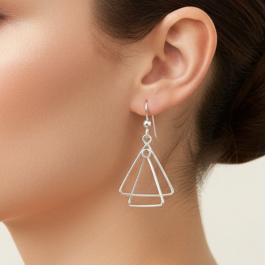 Triangle Earrings on Model