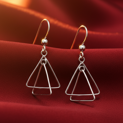 Triangle Earrings on Red Satin
