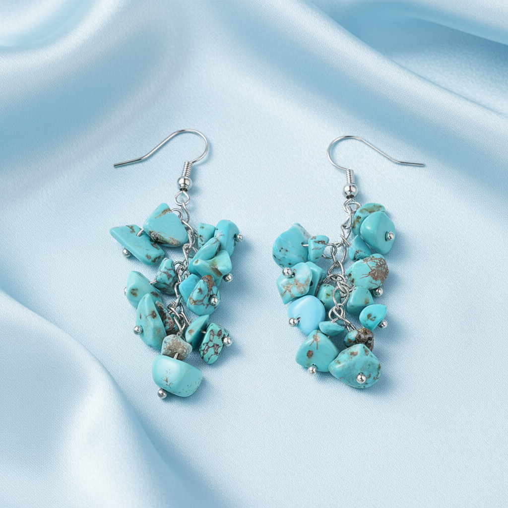 Turquoise Chip Earrings - Fewer Chips