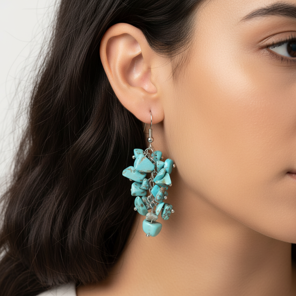 Turquoise Chip Earrings - Latina Model
