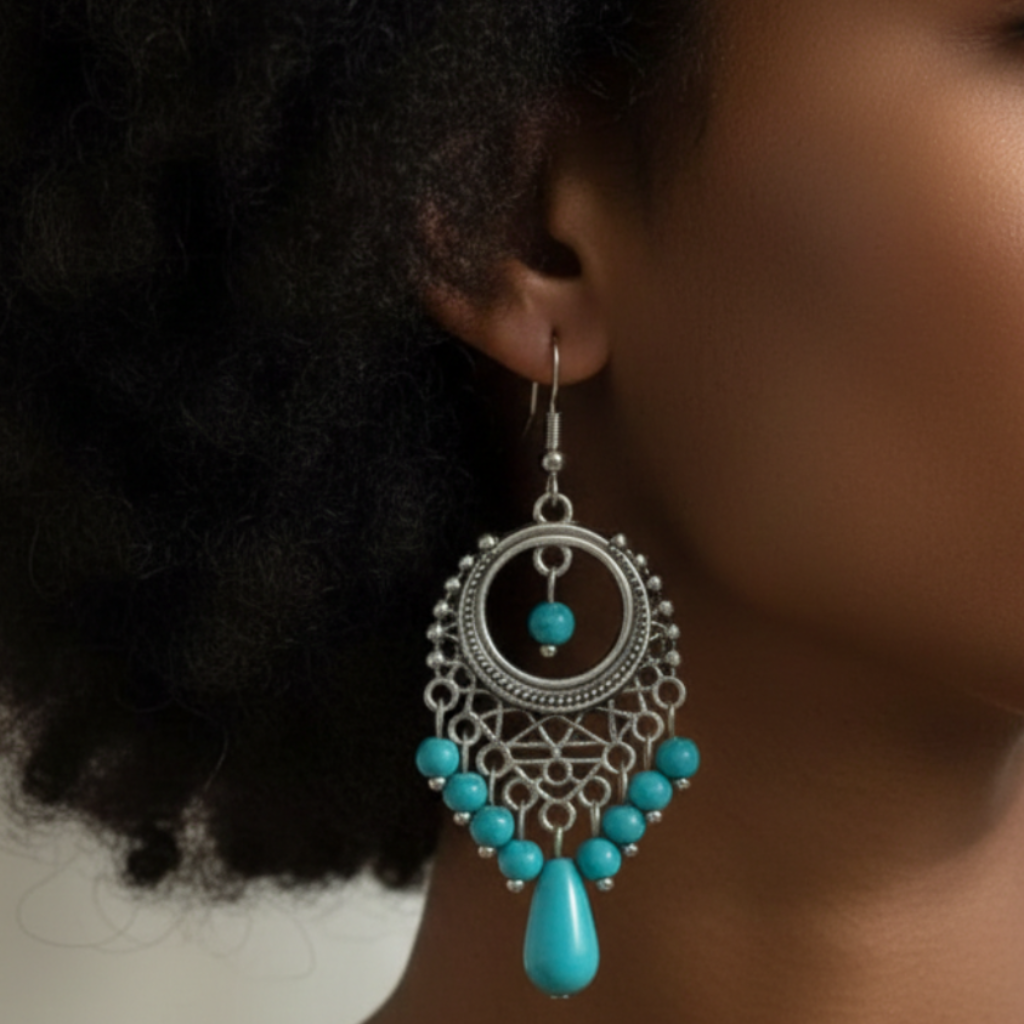 Turquoise Earrings - Modelo Afro