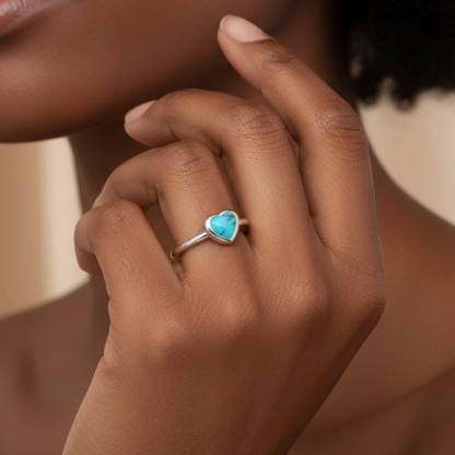 Turquoise Heart Ring - Mano Afro