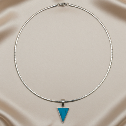 Turquoise Omega Necklace – Champagne Satin Close-up Frontal