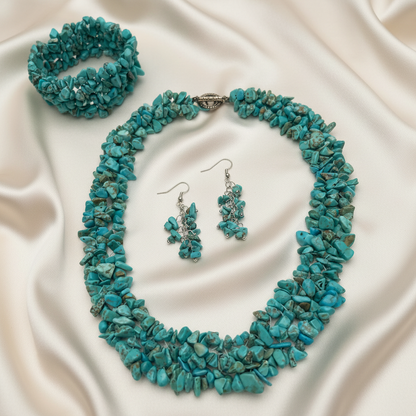Turquoise Set - Champagne Cream Satin