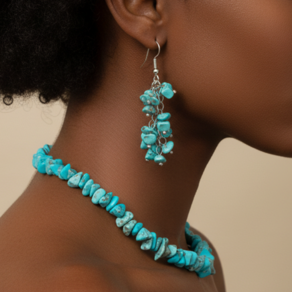 Turquoise Set - Modelo Afro de Lado