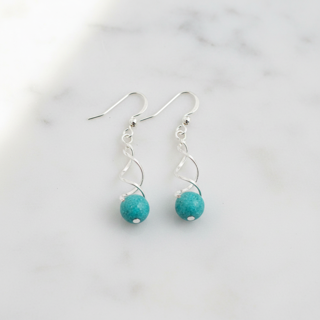 Turquoise Twisted Earrings - Clean Marble