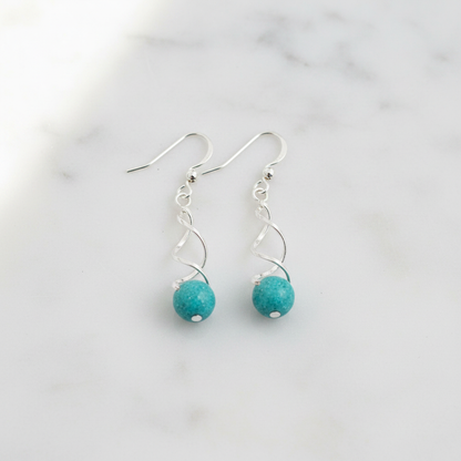 Turquoise Twisted Earrings - Clean Marble