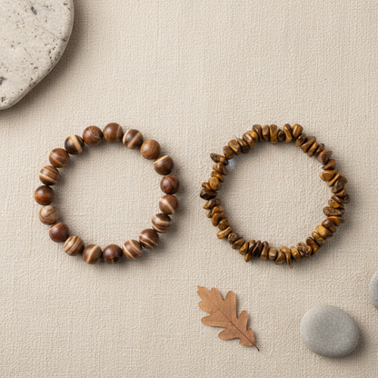 Zebra Jasper & Tiger Eye Nature Flat Lay